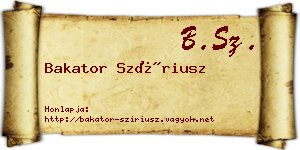 Bakator Szíriusz névjegykártya